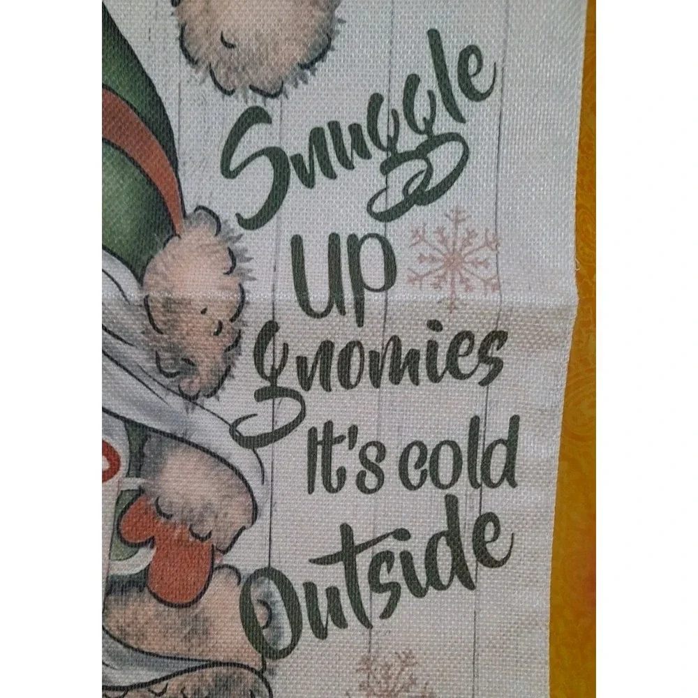 NEW 1pc Double Sided Snuggle Up Gnomies It's Cold Outside Garden‎ Flag 12x18